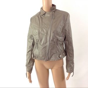 Richcoco Women's Vegan Leather Jacket Tan Size 12